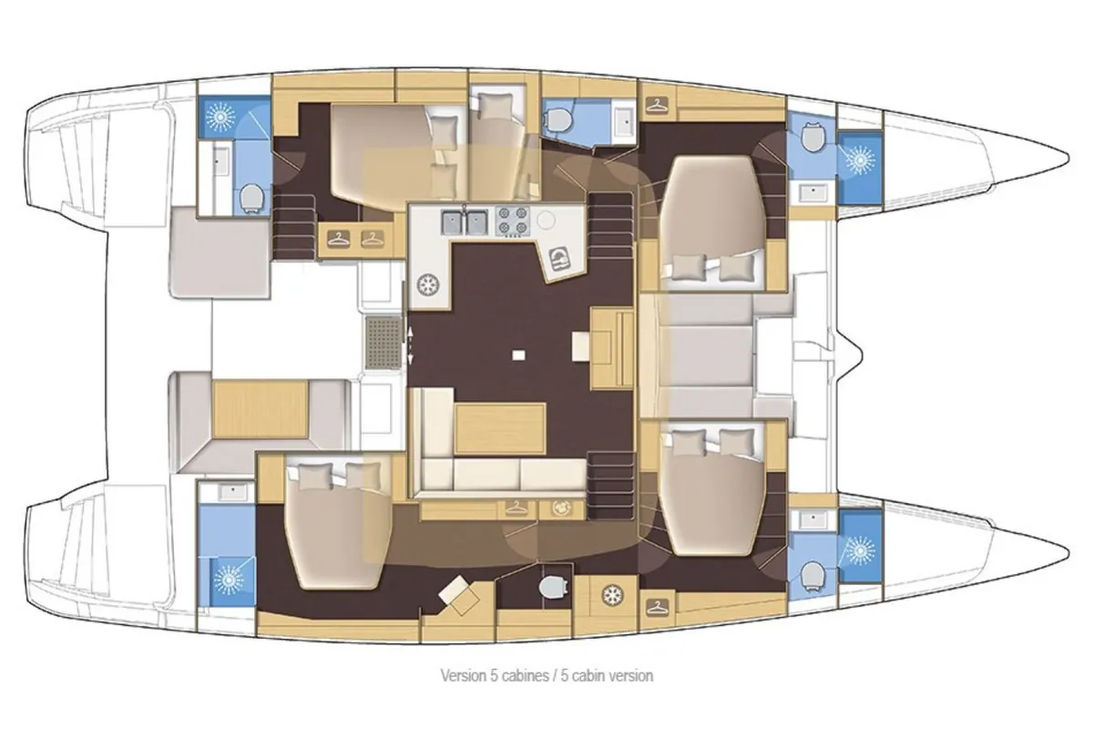 Floor plan of MY WAY, a Lagoon 52F catamaran at Ajaccio, France
