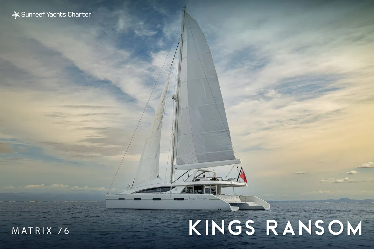 Kings Ransom, a Matrix 76 catamaran at Olbia, Italy