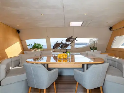 Kings Ransom, a Matrix 76 catamaran at Olbia, Italy