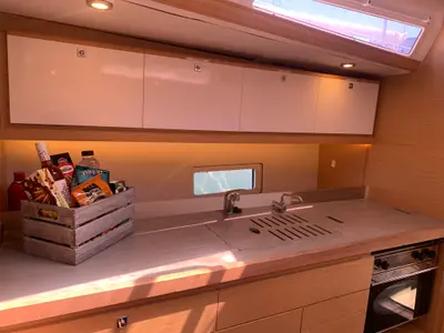 Galley of GOSAILING, a Dufour 430 sailboat at Municipal Unit of Ellomenos, Greece