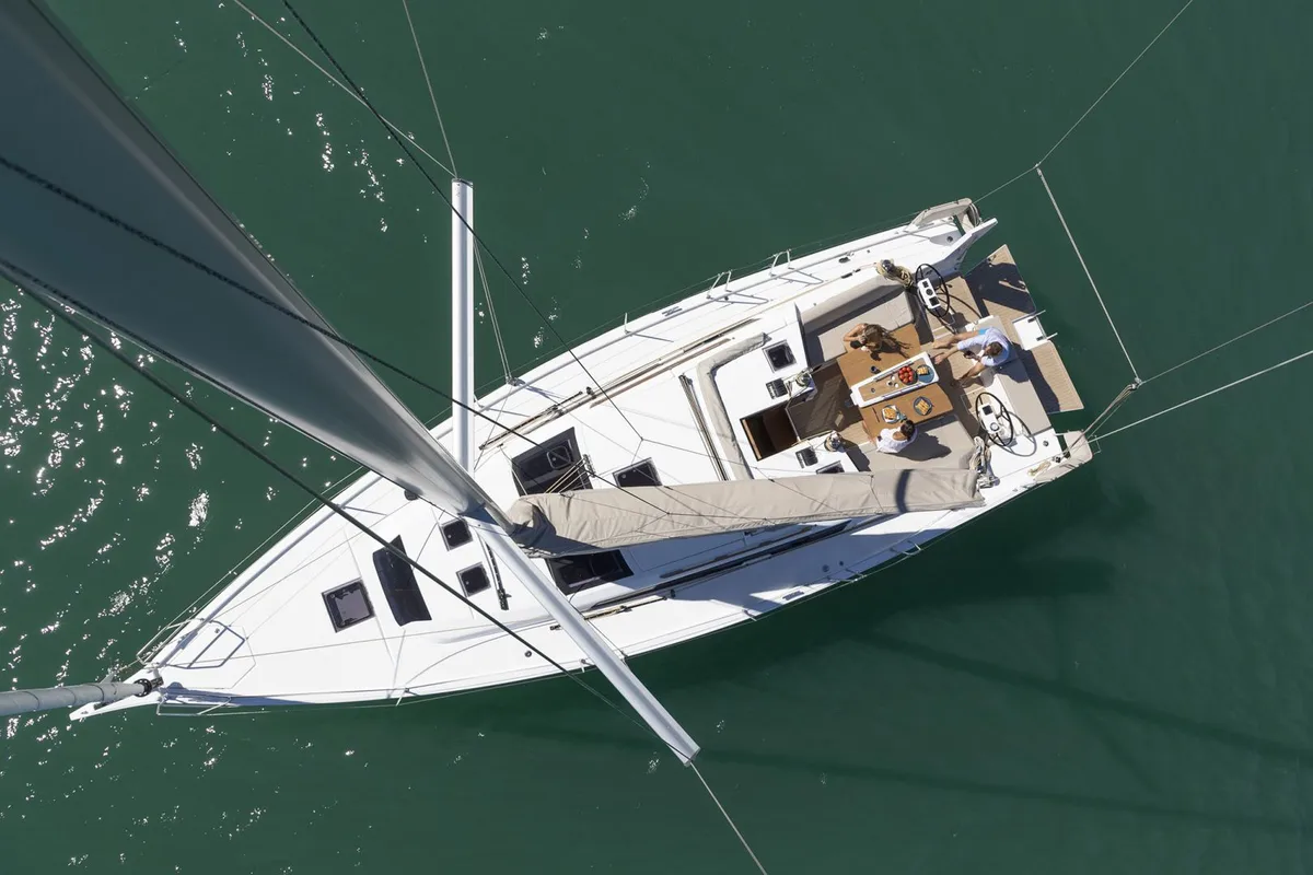 Exterior view of GOSAILING, a Dufour 430 sailboat at Municipal Unit of Ellomenos, Greece