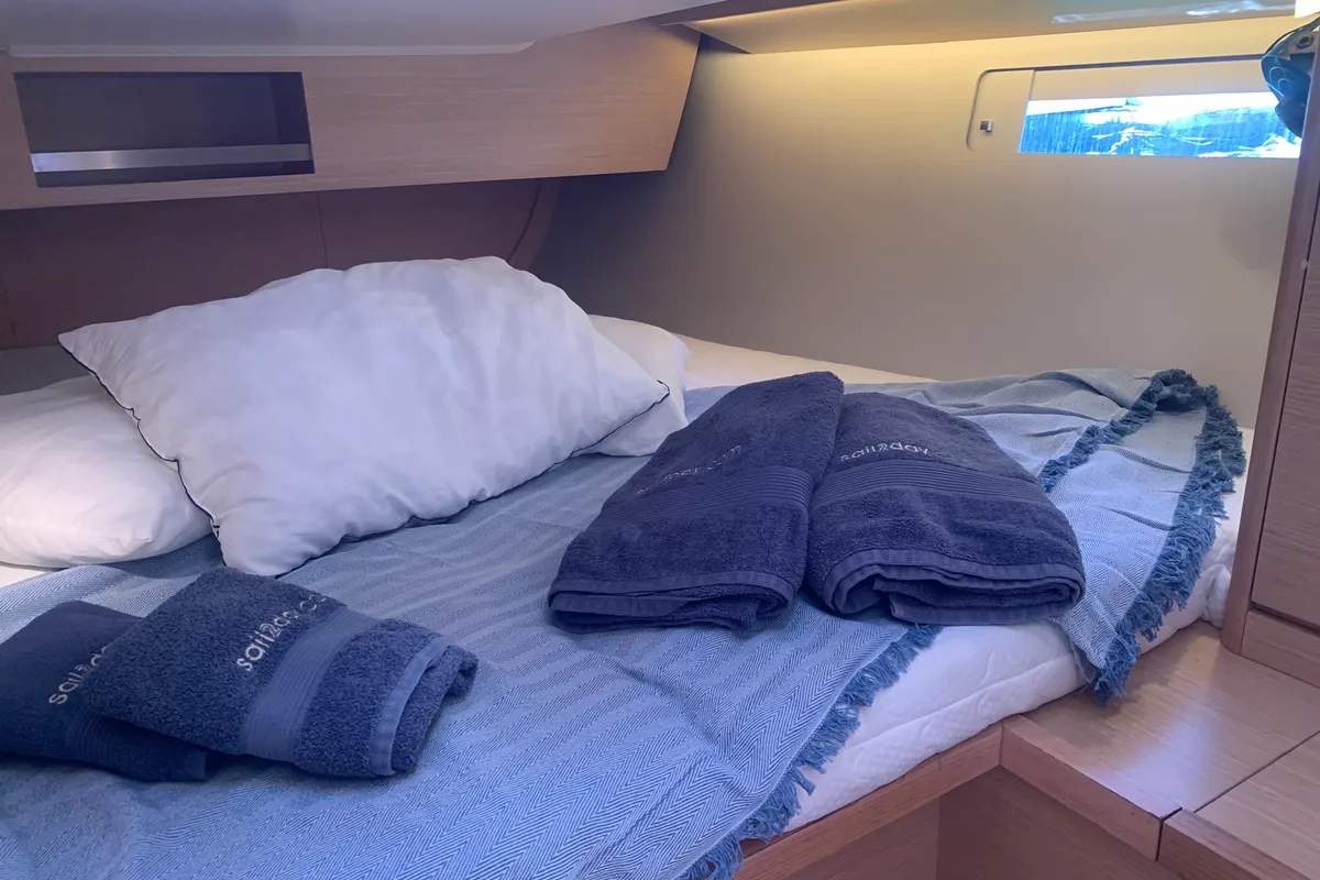 Cabin on GOSAILING, a Dufour 430 sailboat at Municipal Unit of Ellomenos, Greece