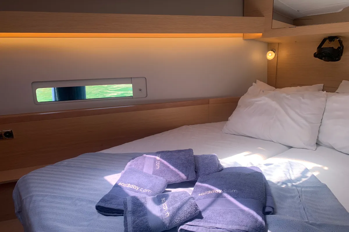 Cabin on GOSAILING, a Dufour 430 sailboat at Municipal Unit of Ellomenos, Greece