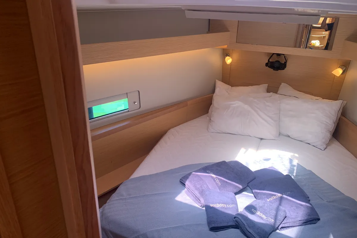 Cabin on GOSAILING, a Dufour 430 sailboat at Municipal Unit of Ellomenos, Greece