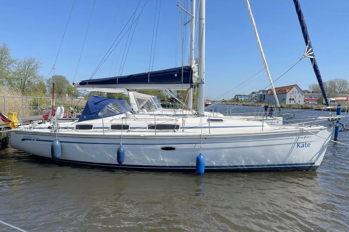 Exterior view of Kate, a Bavaria 38 Cruiser sailboat at Barth, Germany