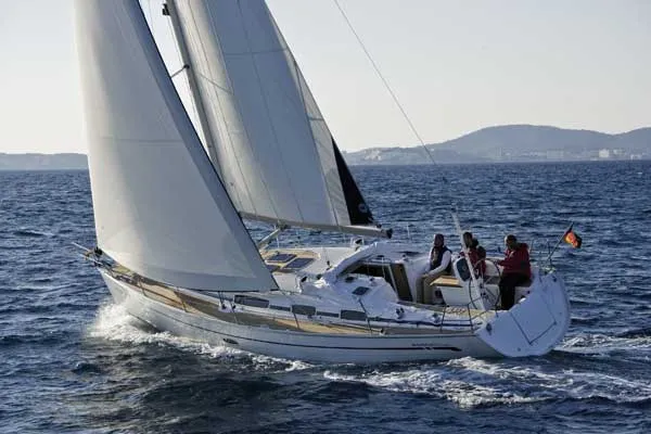 Exterior view of Käte, a Bavaria 38 Cruiser sailboat at Barth, Germany
