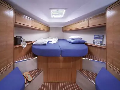 Cabin on Käte, a Bavaria 38 Cruiser sailboat at Barth, Germany