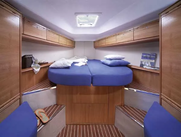 Cabin on Käte, a Bavaria 38 Cruiser sailboat at Barth, Germany