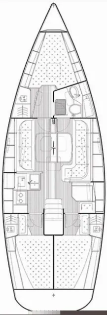 Floor plan of Käte, a Bavaria 38 Cruiser sailboat at Barth, Germany