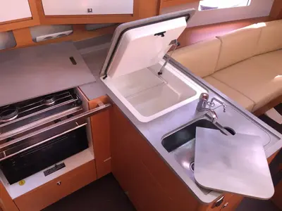 Galley of Iulo, a Dufour 37 sailboat at Palermo, Italy