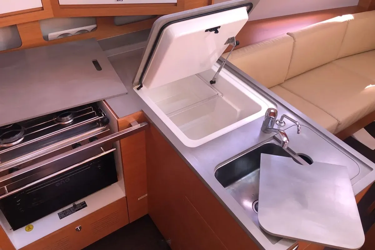 Galley of Iulo, a Dufour 37 sailboat at Palermo, Italy