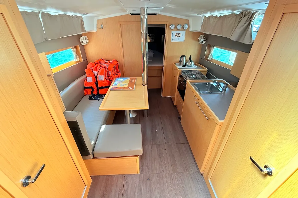 Salon of Foxy, a Beneteau Oceanis 38.1 sailboat at Sukošan, Croatia