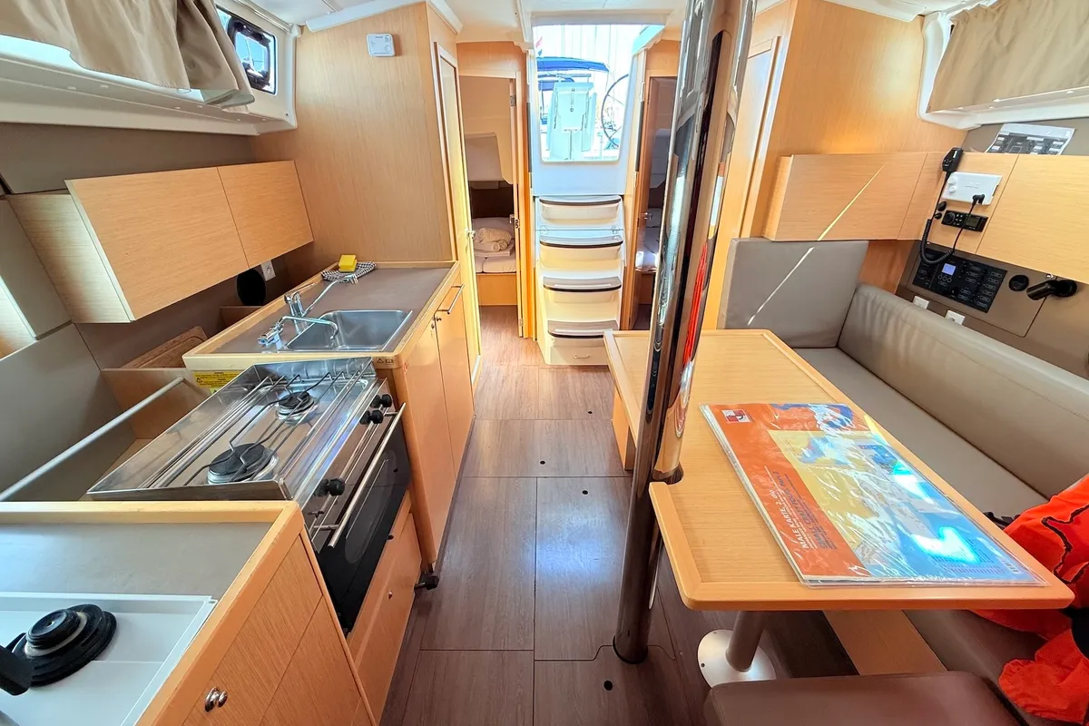 Salon of Foxy, a Beneteau Oceanis 38.1 sailboat at Sukošan, Croatia