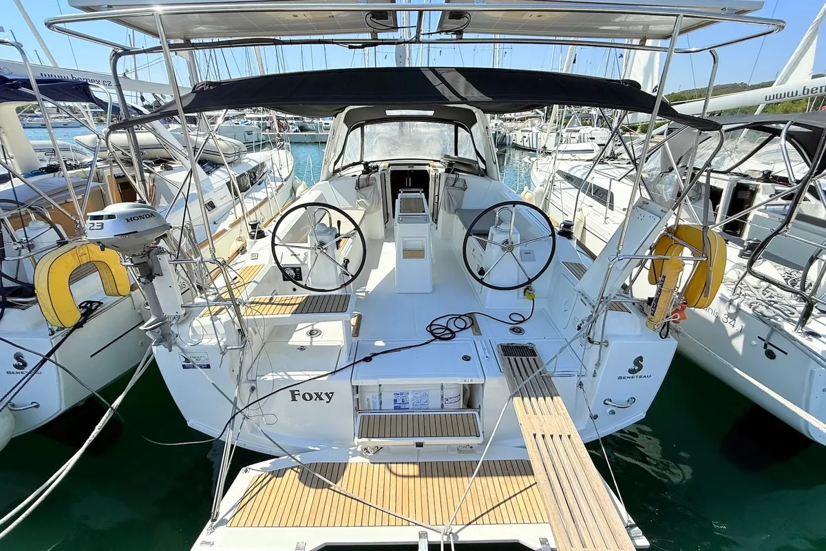 Exterior view of Foxy, a Beneteau Oceanis 38.1 sailboat at Sukošan, Croatia
