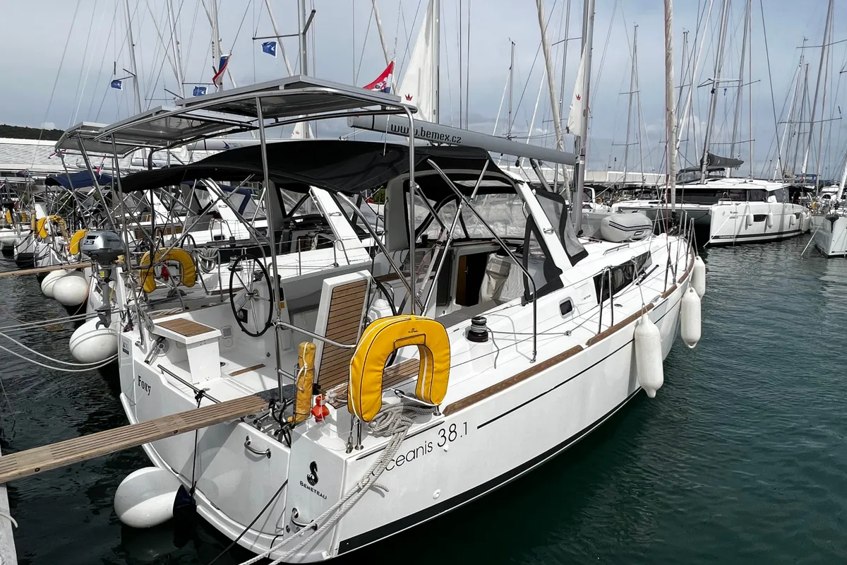 Exterior view of Foxy, a Beneteau Oceanis 38.1 sailboat at Sukošan, Croatia