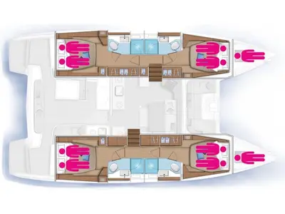 Floor plan of Christianna XV, a Lagoon 46 catamaran at Athens, Greece