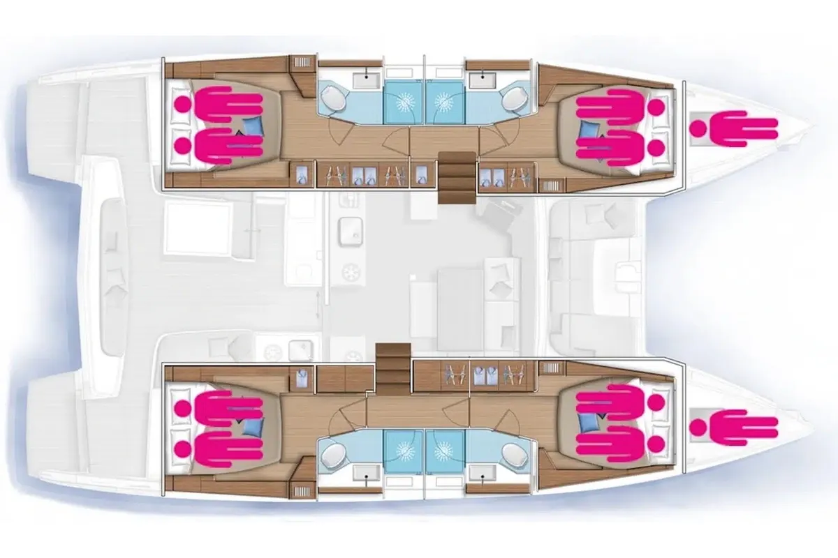 Floor plan of Christianna XV, a Lagoon 46 catamaran at Athens, Greece