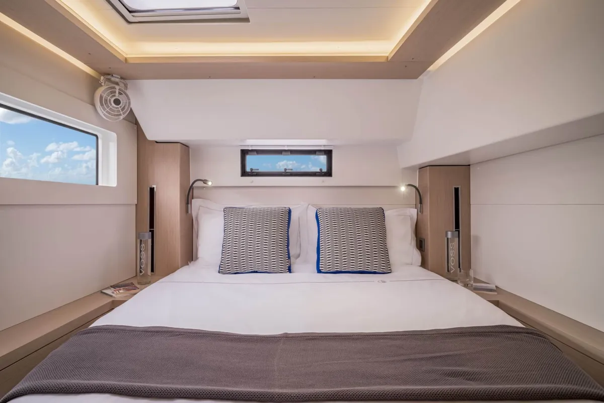 Cabin on Christianna XV, a Lagoon 46 catamaran at Athens, Greece