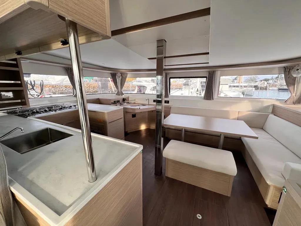 Galley of Christianna XV, a Lagoon 46 catamaran at Athens, Greece