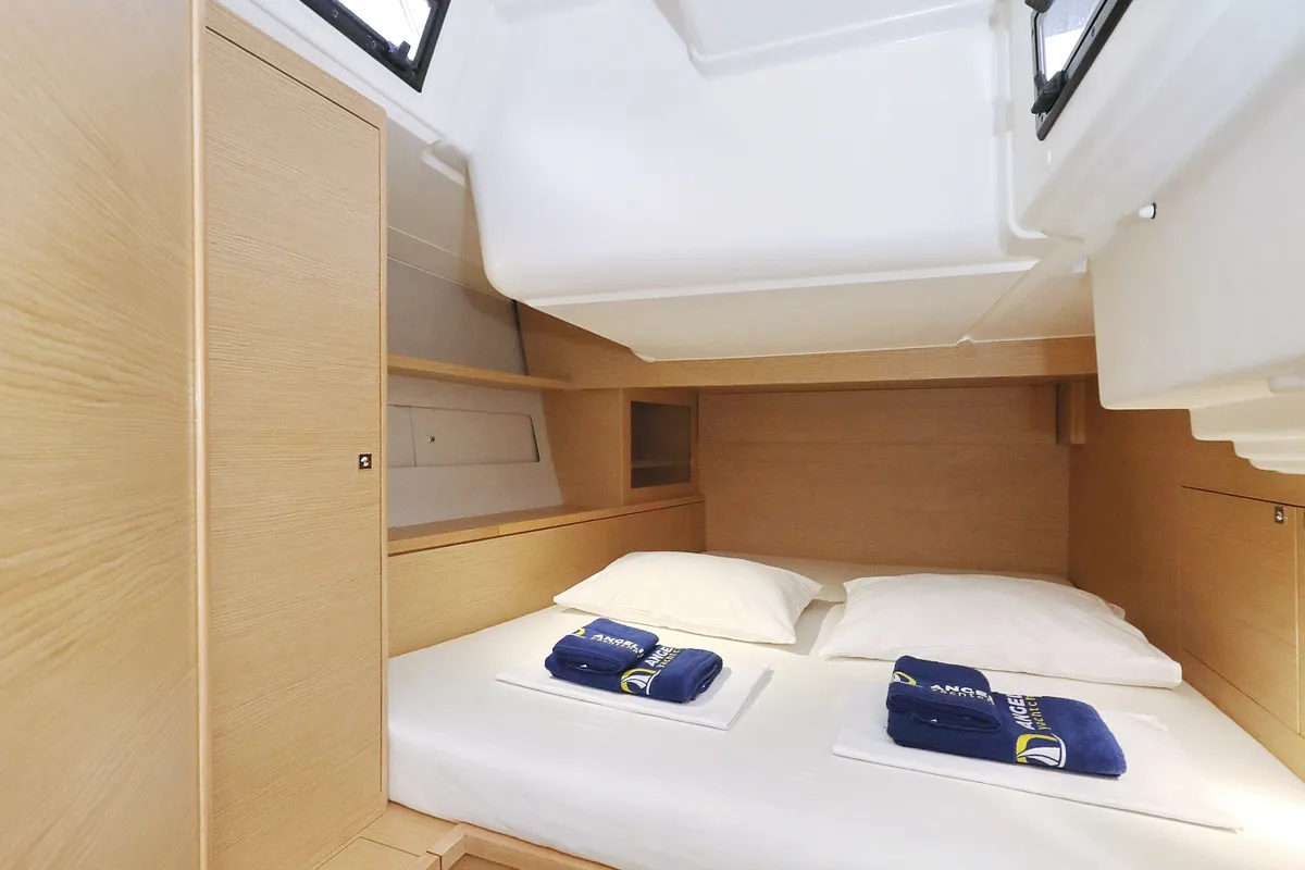 Cabin on Skadi, a Dufour 530 sailboat at Grad Trogir, Croatia