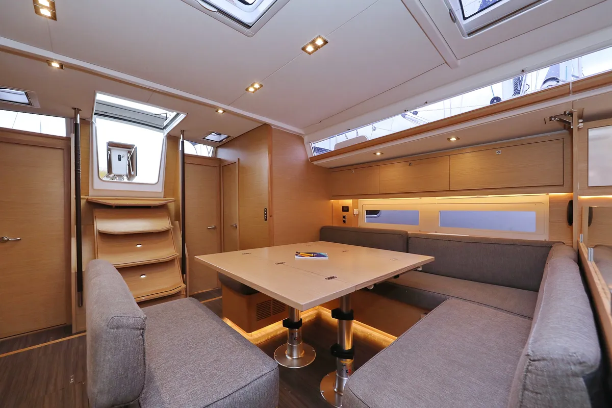Salon of Skadi, a Dufour 530 sailboat at Grad Trogir, Croatia