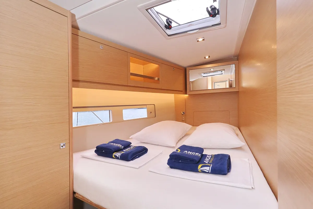 Cabin on Skadi, a Dufour 530 sailboat at Grad Trogir, Croatia