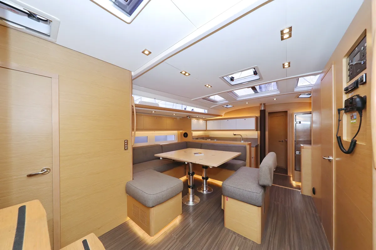 Salon of Skadi, a Dufour 530 sailboat at Grad Trogir, Croatia