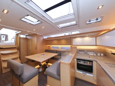 Galley of Skadi, a Dufour 530 sailboat at Grad Trogir, Croatia