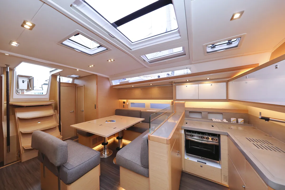 Galley of Skadi, a Dufour 530 sailboat at Grad Trogir, Croatia
