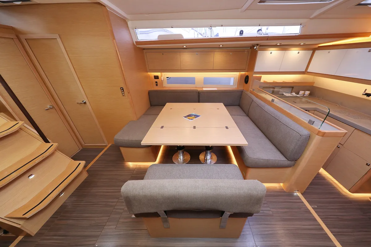 Salon of Skadi, a Dufour 530 sailboat at Grad Trogir, Croatia