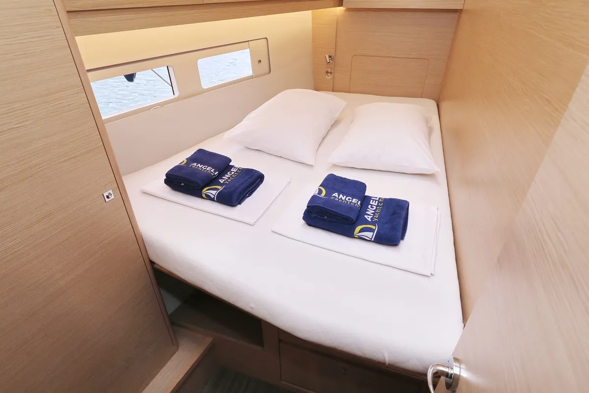 Cabin on Skadi, a Dufour 530 sailboat at Grad Trogir, Croatia