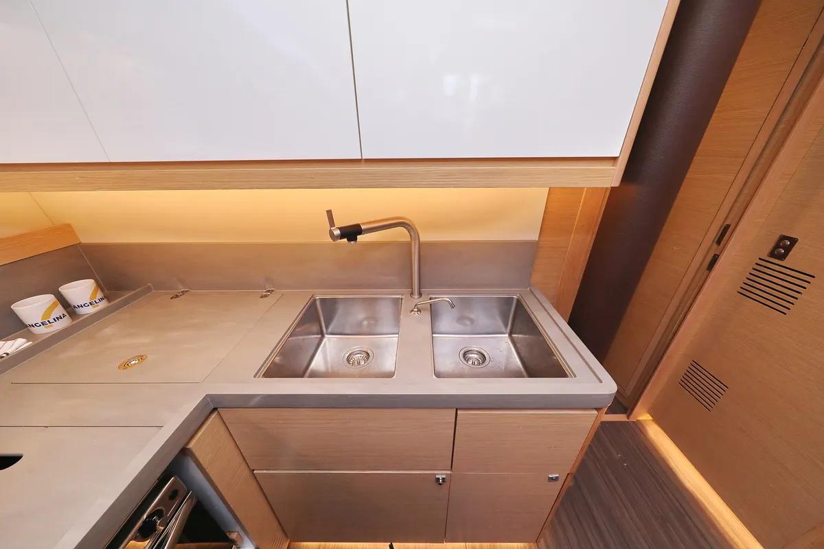 Galley of Skadi, a Dufour 530 sailboat at Grad Trogir, Croatia