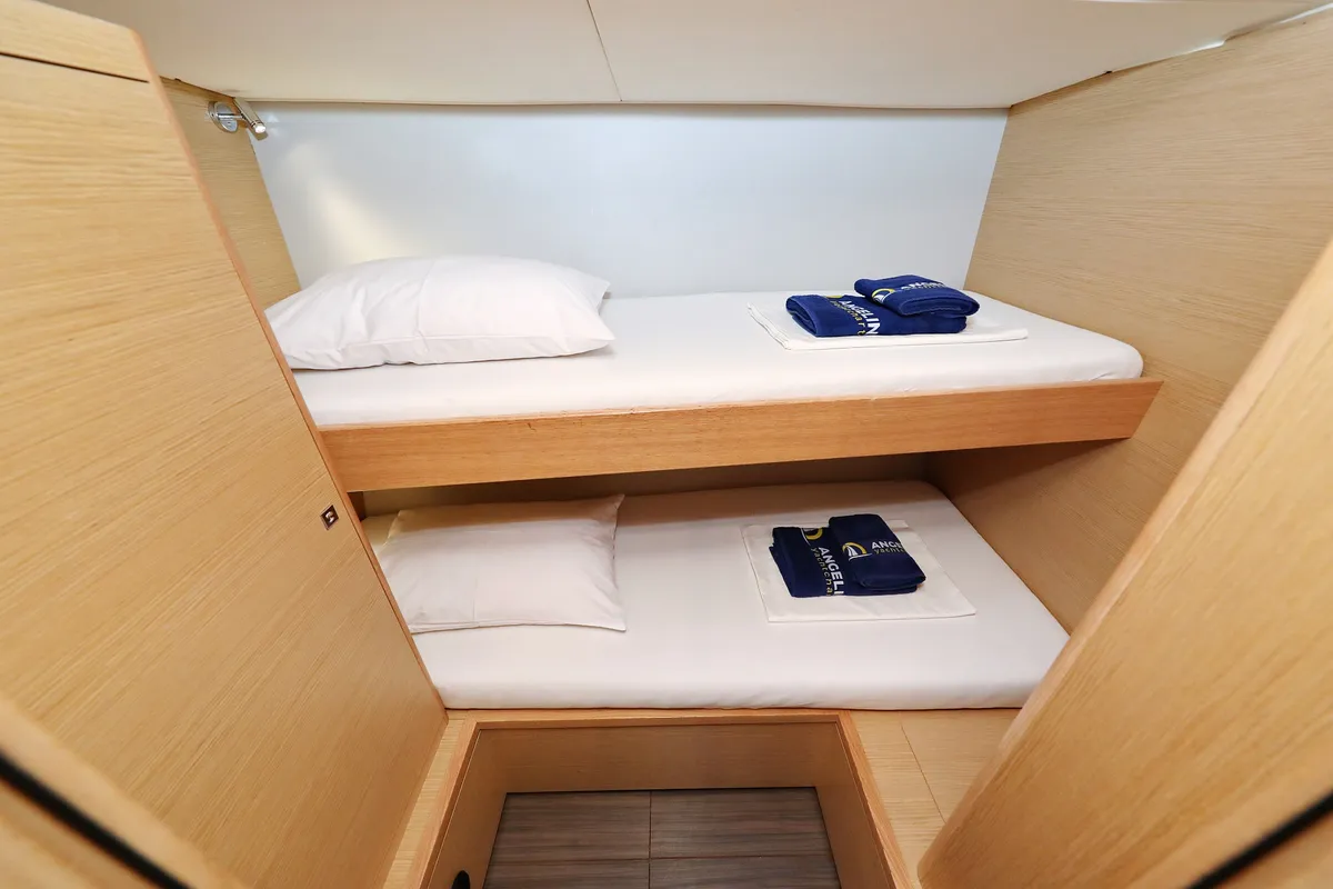 Cabin on Skadi, a Dufour 530 sailboat at Grad Trogir, Croatia