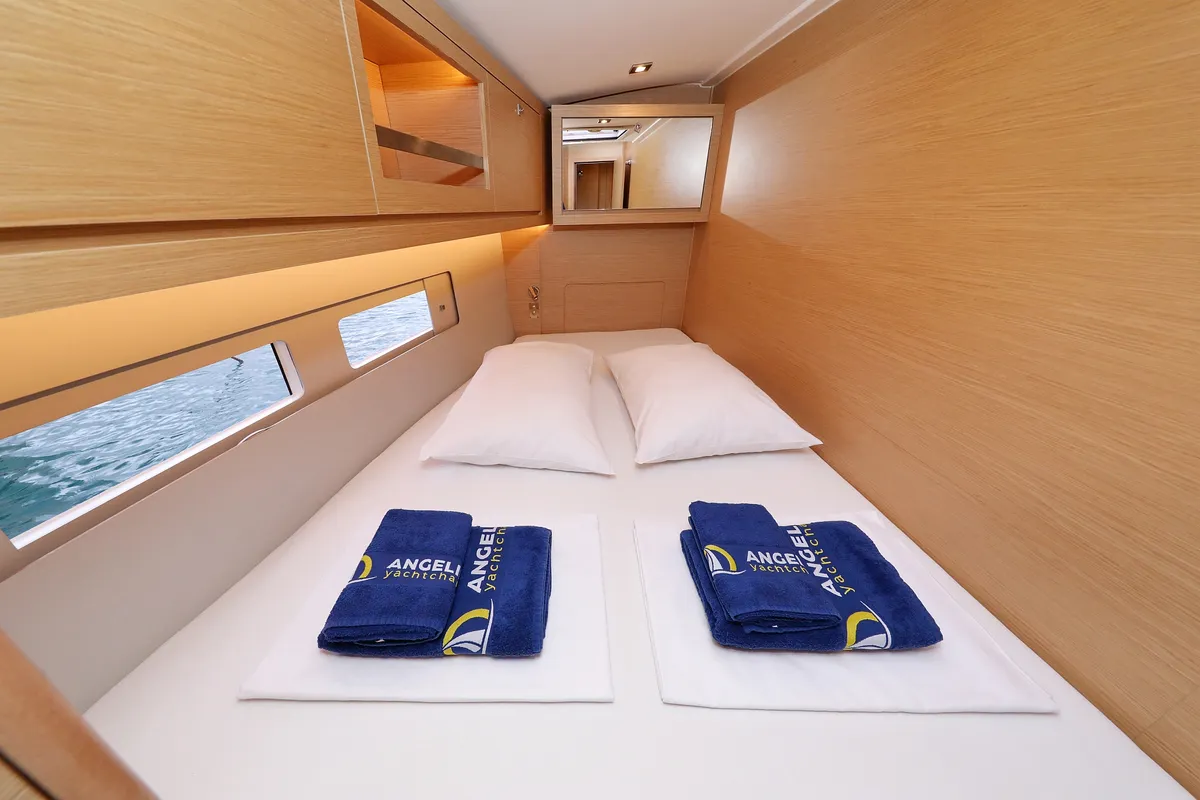 Cabin on Skadi, a Dufour 530 sailboat at Grad Trogir, Croatia