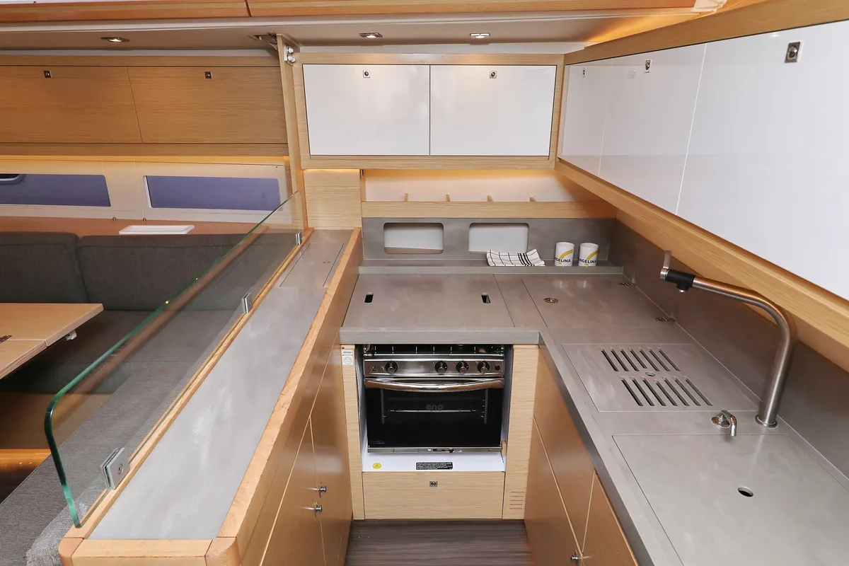 Galley of Skadi, a Dufour 530 sailboat at Grad Trogir, Croatia