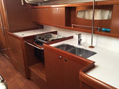 Galley of Seacret, a Beneteau Oceanis 43 sailboat at Athens, Greece