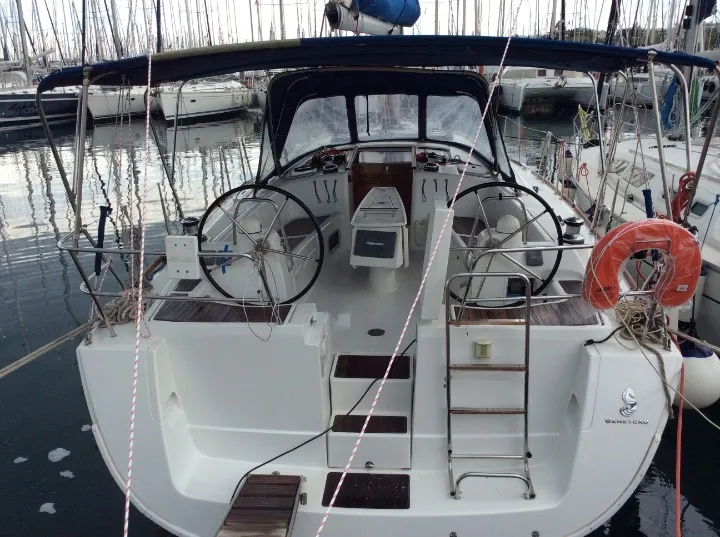 Cockpit of Seacret, a Beneteau Oceanis 43 sailboat at Athens, Greece