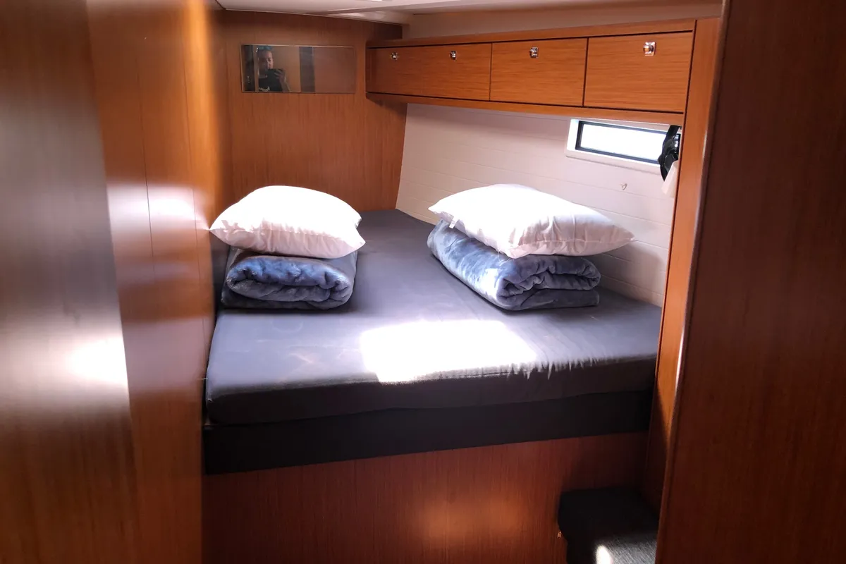 Cabin on Ekavi, a Bavaria Cruiser 51 sailboat at Athens, Greece