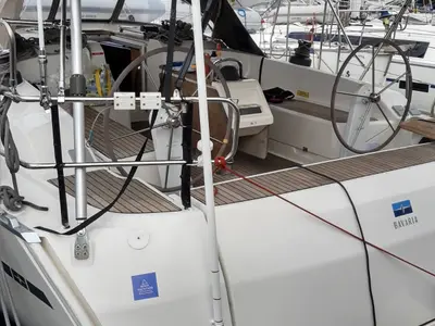 Cockpit of Ekavi, a Bavaria Cruiser 51 sailboat at Athens, Greece