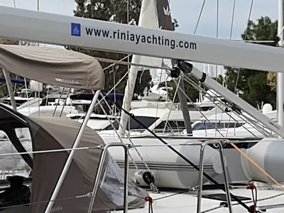 Deck of Ekavi, a Bavaria Cruiser 51 sailboat at Athens, Greece