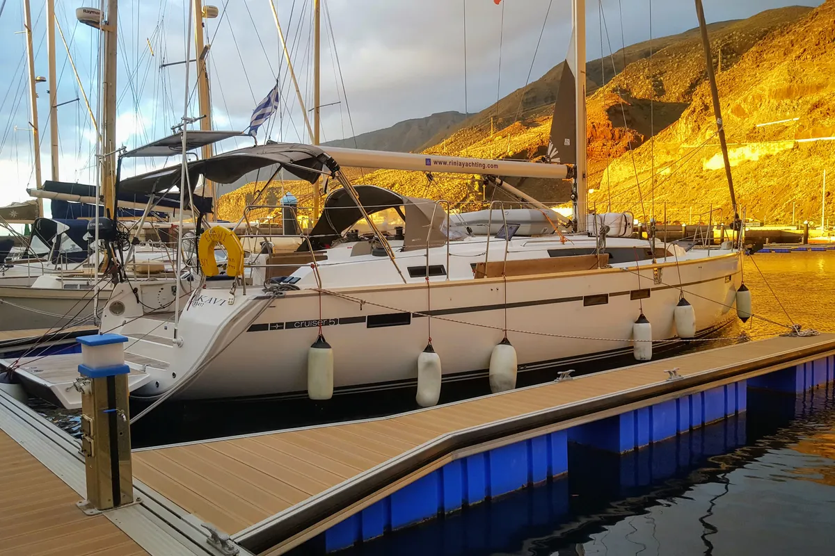 Exterior view of Ekavi, a Bavaria Cruiser 51 sailboat at Athens, Greece