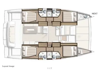 Floor plan of Kebifor, a Bali 4.2 catamaran at Municipal Unit of Palairos, Greece