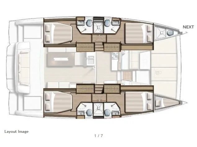Floor plan of Kebifor, a Bali 4.2 catamaran at Municipal Unit of Palairos, Greece