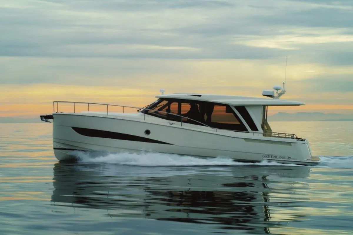 Exterior view of Porsgrunn, a Greenline 39 motor yacht at Porsgrunn, Norway
