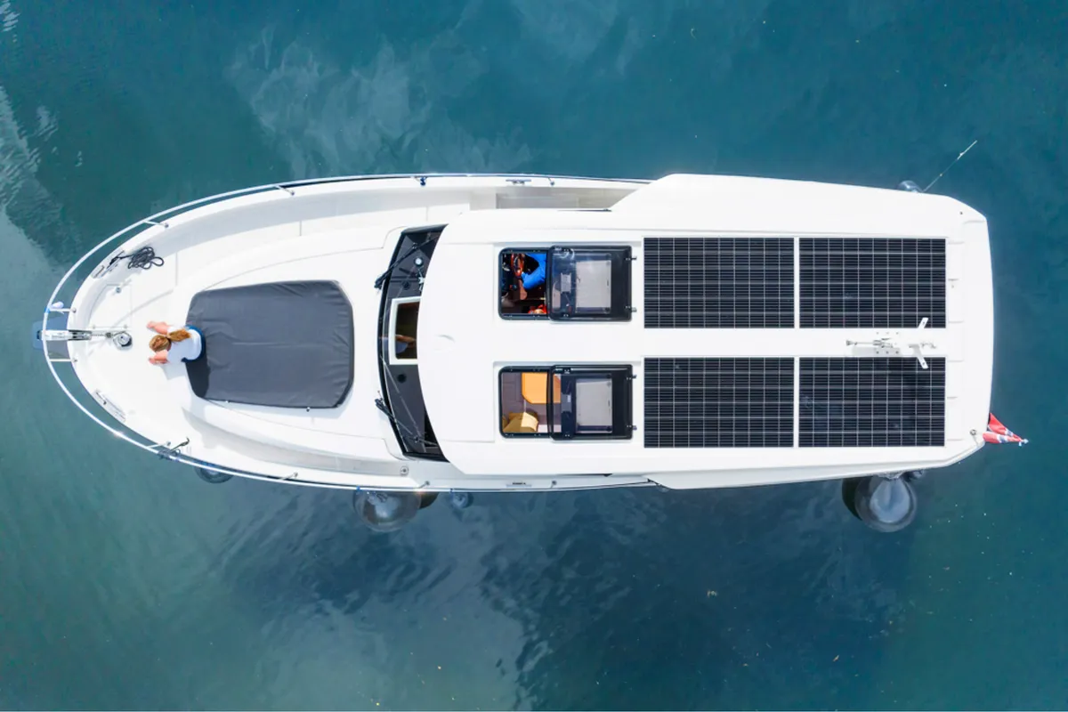 Exterior view of Porsgrunn, a Greenline 39 motor yacht at Porsgrunn, Norway