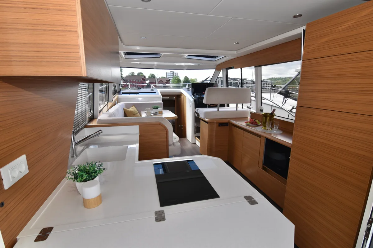 Galley of Porsgrunn, a Greenline 39 motor yacht at Porsgrunn, Norway
