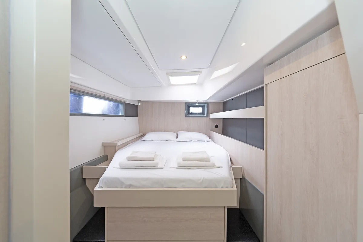 Cabin on Satisfaction, a Leopard 48 catamaran at Municipal Unit of Lefkada, Greece