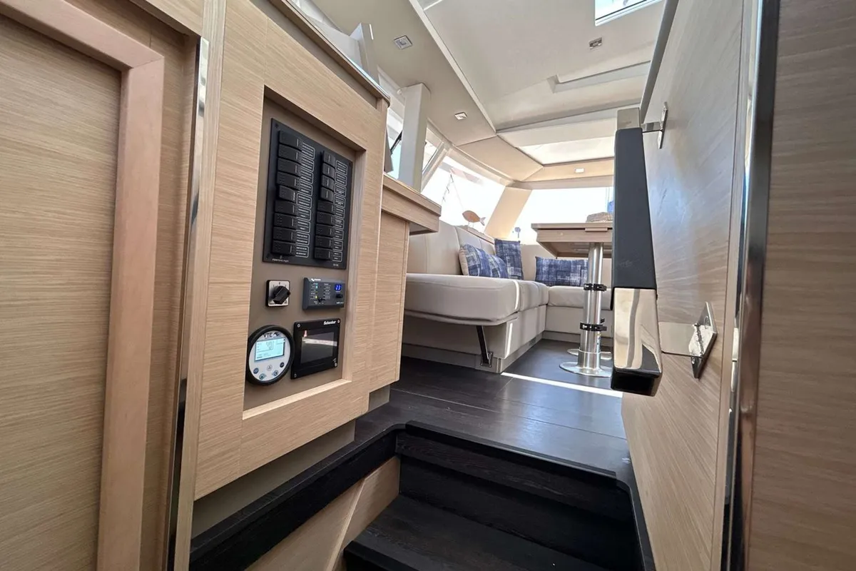 Deutz, a Fountaine Pajot Astrea 42 catamaran at Salerno, Italy