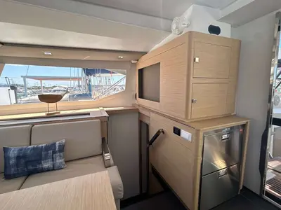 Salon of Deutz, a Fountaine Pajot Astrea 42 catamaran at Salerno, Italy