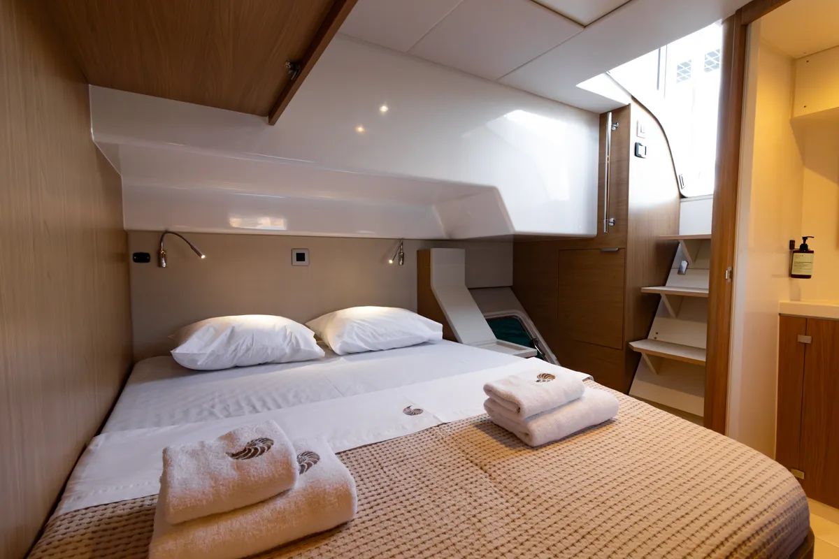 Cabin on Dream on, a Bali 4.6 catamaran at Preveza, Greece